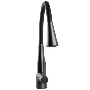 Змішувач для кухні Globus Lux LAZER Pro GLPR-203SM-GPлатунь Графіт,гофровилив Чорний з душ.насадкою №4