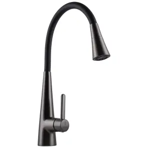 Змішувач для кухні Globus Lux LAZER Pro GLPR-203SM-GPлатунь Графіт,гофровилив Чорний з душ.насадкою №5
