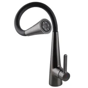 Змішувач для кухні Globus Lux LAZER Pro GLPR-203SM-GPлатунь Графіт,гофровилив Чорний з душ.насадкою №6