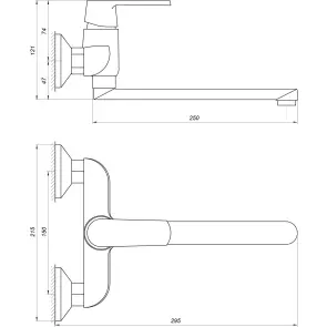 Смеситель для кухни со стены Globus Lux Laguna GLA-0104-10-BB №6
