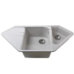 Гранитная мойка Globus Lux GARDA жемчужный 1000х500мм №2