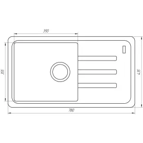 Гранитная мойка Globus Lux LUGANO серый камень 780x435мм-А0005 №6