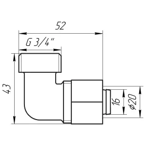 Уголок с наружной резьбой APE ITALY 753 L 3/4″х20 №3