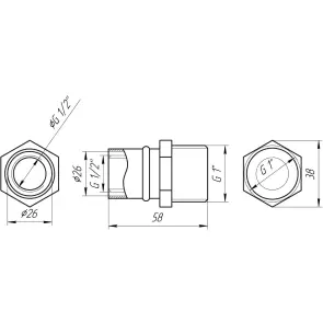 Муфта із зовнішньою різьбою прес APE ITALY AP 101 1″х26 №3