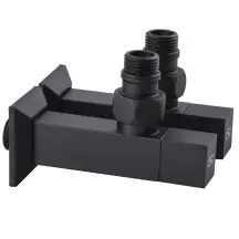 Набор Кран полуоборотный угловой с американкой SOLOMON LUX 1/2″ CUBE BLACK 8888 (1уп)