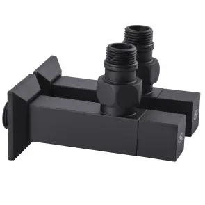 Набор Кран полуоборотный угловой с американкой SOLOMON LUX 1/2″ CUBE BLACK 8888 (1уп) №1