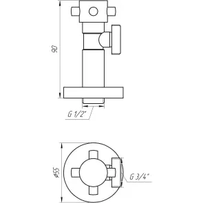 Кран напівобертовий кутовий SOLOMON 1/2″х3/4″ Retro 7077 (2 шт.) №5