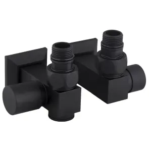 Набір Кран вентильний кутовий з американкою SOLOMON LUX 1/2″CUBE BLACK 8888_ТЕН (1уп) №1
