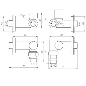 Набір Кран вентильний кутовий з американкою SOLOMON LUX 1/2″ 7777 TEN (2шт.) BLACK (1уп) №6