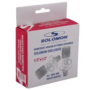 !!Набір кранів кутових кераміка SOLOMON EXCLUSIVE 1/2″X1/2″ 9889 WW (White/White) (комплект2шт.) №2
