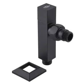 Набор Кран полуоборотный угловой с американкой SOLOMON LUX 1/2″ CUBE BLACK 8888 (1уп) №6