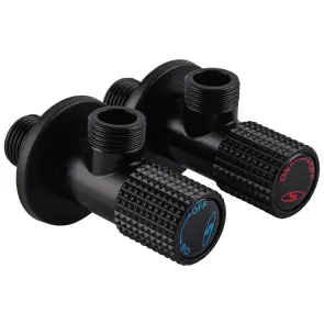 !!Набор кранов угловых керамика SOLOMON EXCLUSIVE 1/2″X1/2″ 9889 BB (BLACK/BLACK) (комплект2шт.) №2