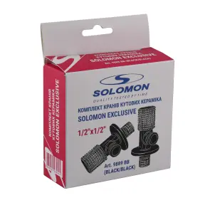 !!Набор кранов угловых керамика SOLOMON EXCLUSIVE 1/2″X1/2″ 9889 BB (BLACK/BLACK) (комплект2шт.) №5
