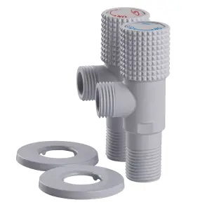 !!Набір кранів кутових кераміка SOLOMON EXCLUSIVE 1/2″X1/2″ 9889 WW (White/White) (комплект2шт.) №6