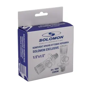 !!Набір кранів кутових кераміка SOLOMON EXCLUSIVE 1/2″X1/2″ 9889 (CHROM) (комплект2шт.) №6