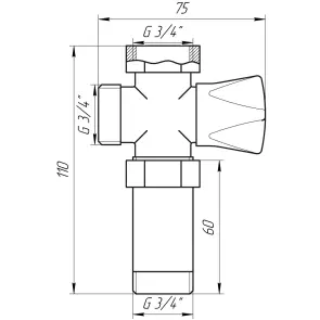 Кран вентильный для стиральной машины Q PROFESSIONAL 3/4″x3/4″x3/4″с удлинителем NV-QP170 №5