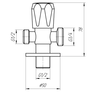 Кран вентильний кутовий Professional 1/2″X1/2″X3/4″ NV-QP555 №4