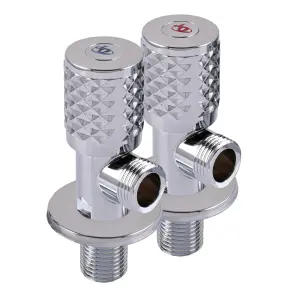 !!Набір кранів кутових кераміка PROFESSIONAL EXCLUSIVE 1/2″X1/2″ 9999 CHROME (1уп.) №2
