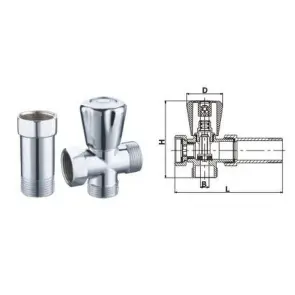 Кран вентильний для пральної машини SELBA 3/4″x3/4″x3/4″ з подовжувачем A7250 №6