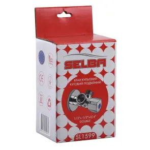 Кран шаровой угловой двойной SELBA 1/2″х 1/2″х3/4″ DOUBLE (SL1599) №6