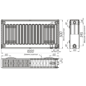Радиатор стальной 22/500х1000 низ-справа/бок OPTIMUM (без клапана INNER) №3