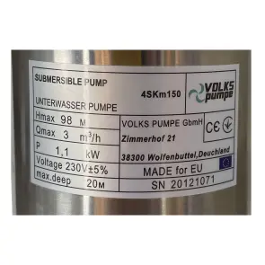 Насос скважинный вихревой VOLKS pumpe 4SKm150 1,1кВт + кабель 15м и пульт №5