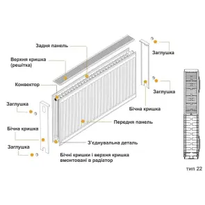 Радіатор сталевий 22/500x800 бок KALDE №4