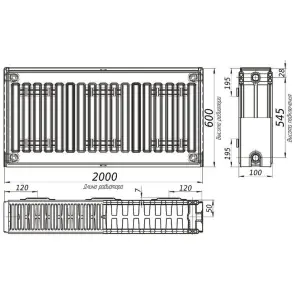 Радіатор сталевий 22/600х2000 бок KALDE №6