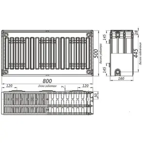 Радіатор сталевий 33/500x800 бок KALDE №3