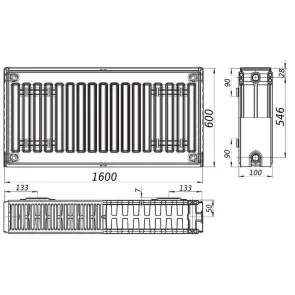 Радіатор сталевий 22/600х1600 бок QUEEN THERM (KORAD) №4