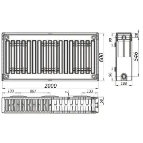 Радіатор сталевий 22/600х2000 бок QUEEN THERM (KORAD) №4