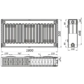 Радіатор сталевий 22/500х1800 бок QUEEN THERM (KORAD) №4