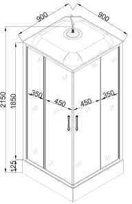 Душевой бокс квадратный NIDA L90GBB (L90B) BRAVO (4уп.) №9