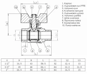 Кран шаровый прямой SOLOMON 1″ НВ КБ PN40 В1008 №2