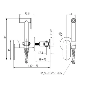 Змішувач гігієнічний TOPAZ BARTS TB 077106-H36 №7