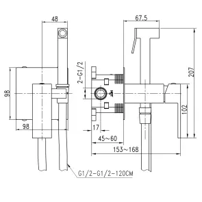 Змішувач гігієнічний TOPAZ ODISS TO 18206-H52-Smart №3