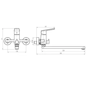 Змішувач для ванни TOPAZ LEXI TL21208A-H57-BL №5