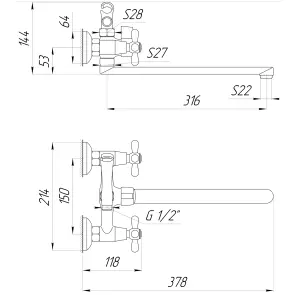 Смеситель для ванны DOMINO DBF-129-35F-SHARM №5