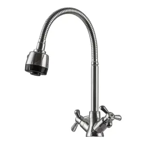 Смеситель для кухни DOMINO DK-H1-2N-103MA Chrom хрест кераміка,с гофровиливом №1