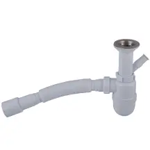 Сифон OPTIMUM11/2″*40 для умивальника та мийки з відведенням для пральної машини та гофротрубою 40*40/50 OPTI-13043