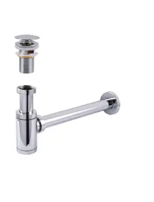 Сифон металлический с донным клапаном с переливом Globus Lux GS-32-105-03A №2