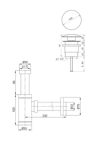 Сифон латунь з донним клапаном Globus Lux GSB-32-125-04A №2