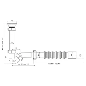 Сифон OPTIMUM для биде с резьбовым выпуском и гофротрубой 32 * 40/50 OPTI-18050 №3