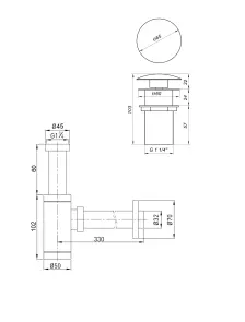 Сифон металлический с донным клапаном с переливом Globus Lux GS-32-105-03A №4