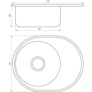 Мийка кухонна врiзна кругла з полицею 570х450х180 Decor MR 5745 D Mira №2