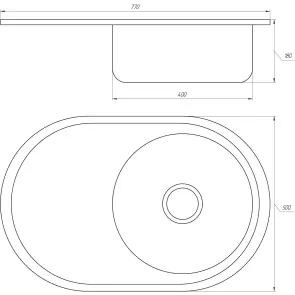 Мийка кухонна врiзна кругла з полицею 770х500х180 Decor MR 7750 D Mira №2