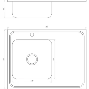 Мийка кухонна накладна прямокутна 800х600х180 Decor Left MR 8060 L D Mira №2