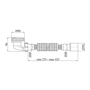 Сифон ″Waterstal″ для душ поддону с вып 90 мм с гибкой трубой 32/40/50 H=65 мм А 0965 №2