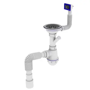 Сифон OPTIMUM 31/2″*40 для мийки з відведенням для прал маш, з прямокутним гнучким переливом та гнучкою трубою 40х40/50 OPTI- 27343 №2