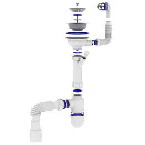 Сифон OPTIMUM 31/2″*40 для мийки з відведенням для прал маш, з круглим гнучким переливом та гнучкою трубою 40х40/50 OPTI-27243 №2